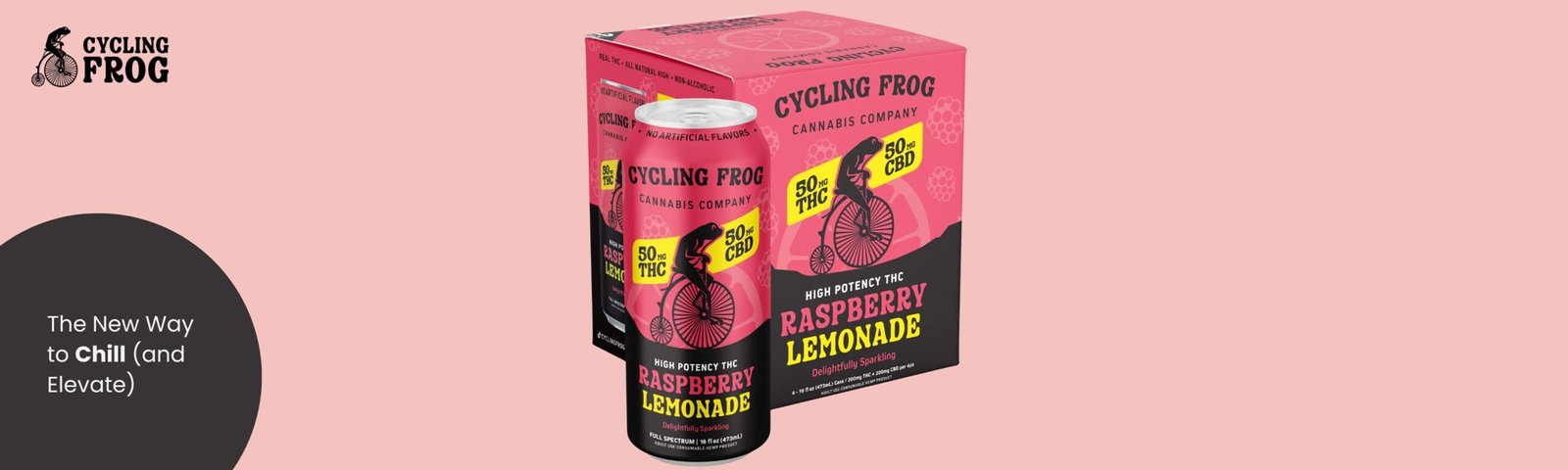 Banner showcasing Cycling Frog Raspberry cans